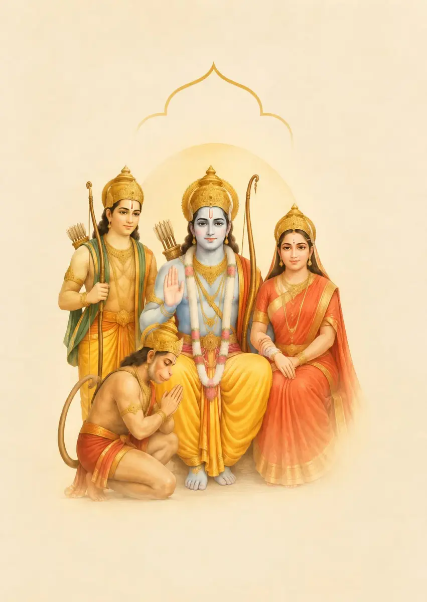 Shri Ram Darbar — Shri Ram with Mata Sita, Lakshman Ji and Hanuman Ji