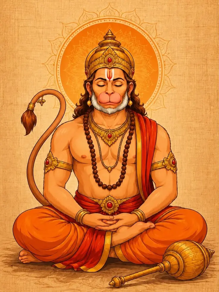 Hanuman Ji seated in meditation